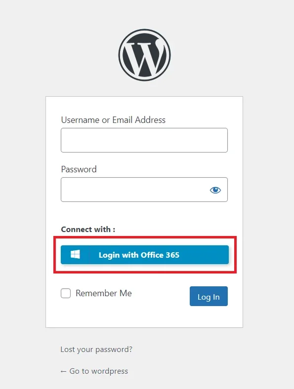 Office 365  Single Sign-on (SSO) - WordPress create-newclient login button setting