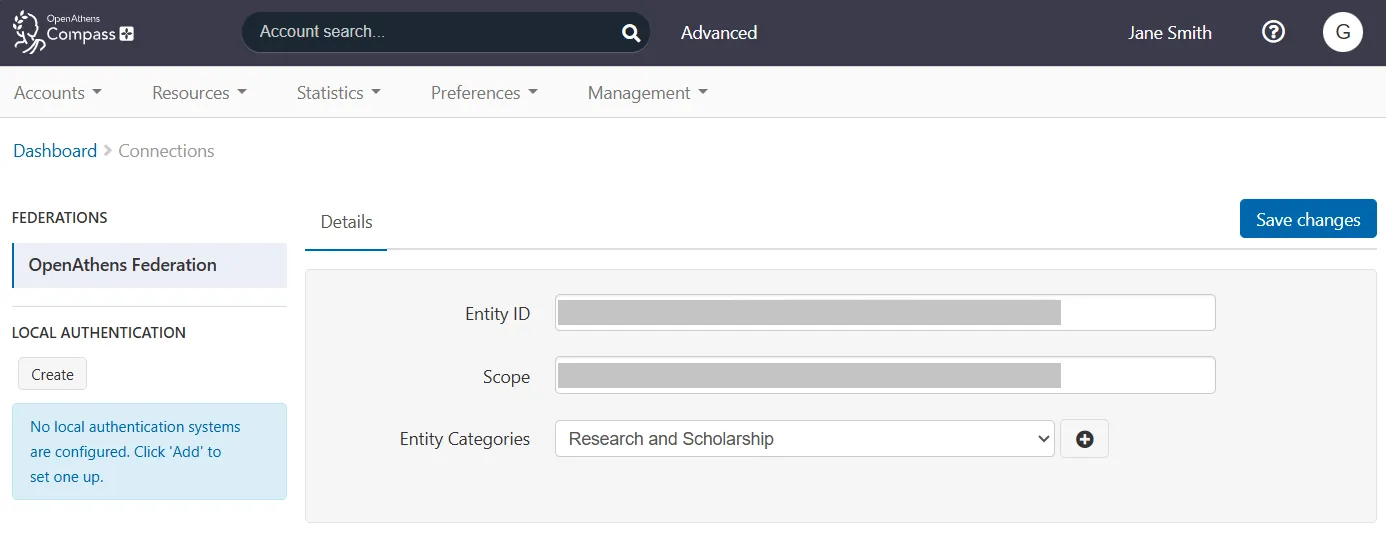 Shopify OpenAthens SSO - Management Connections
