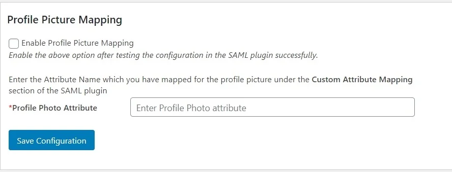 Profile Picture Mapping - save configuration