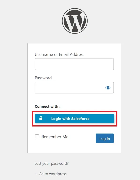 Salesforce  Single Sign-on (SSO) - create-newclient login button setting