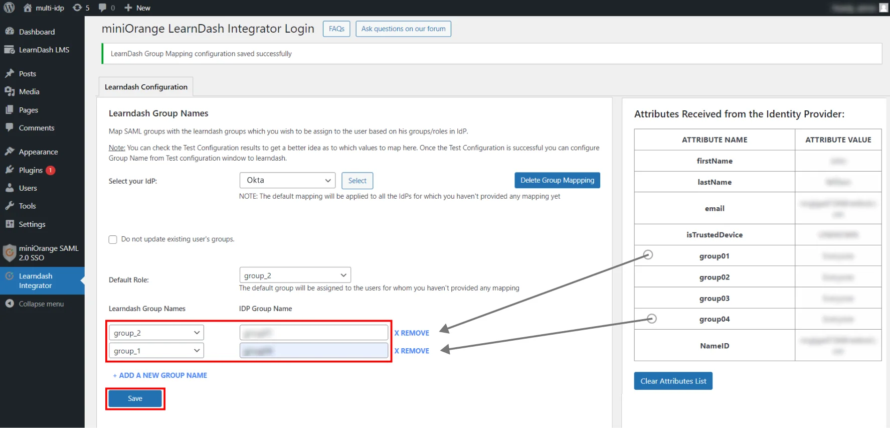 LearnDash Integration with WordPress - Save LearnDash Add-on Configuration