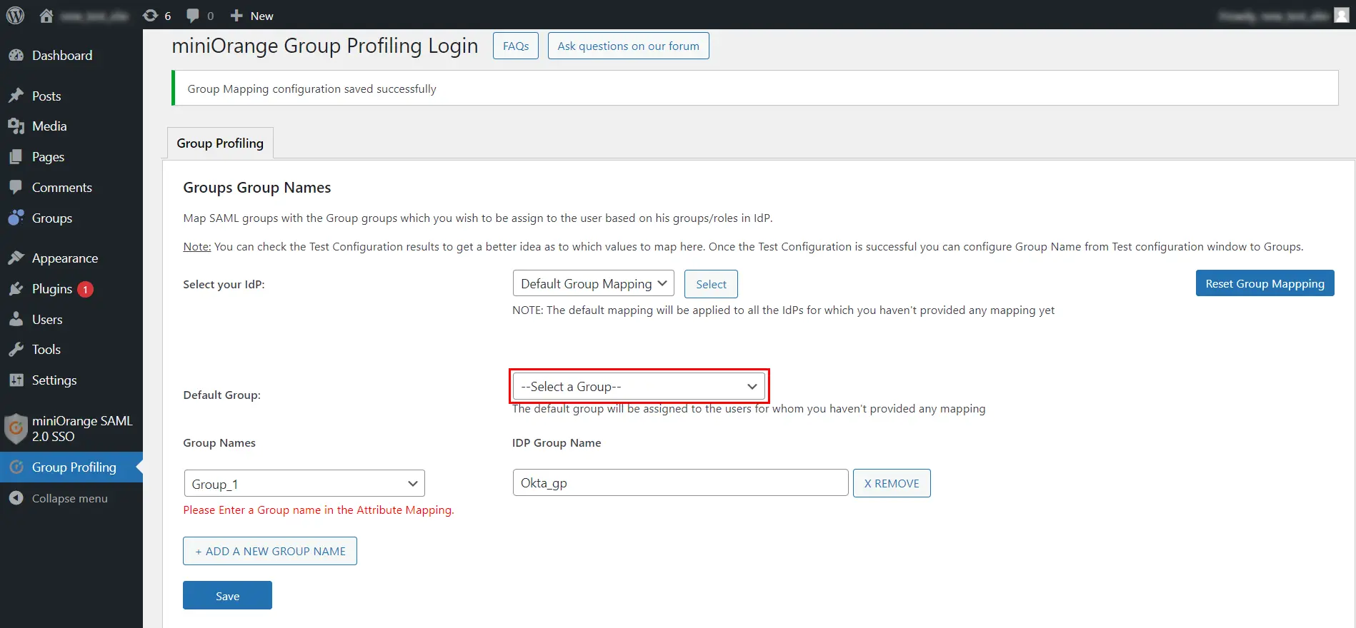 Groups Integrator for WordPress | Select Default Group
