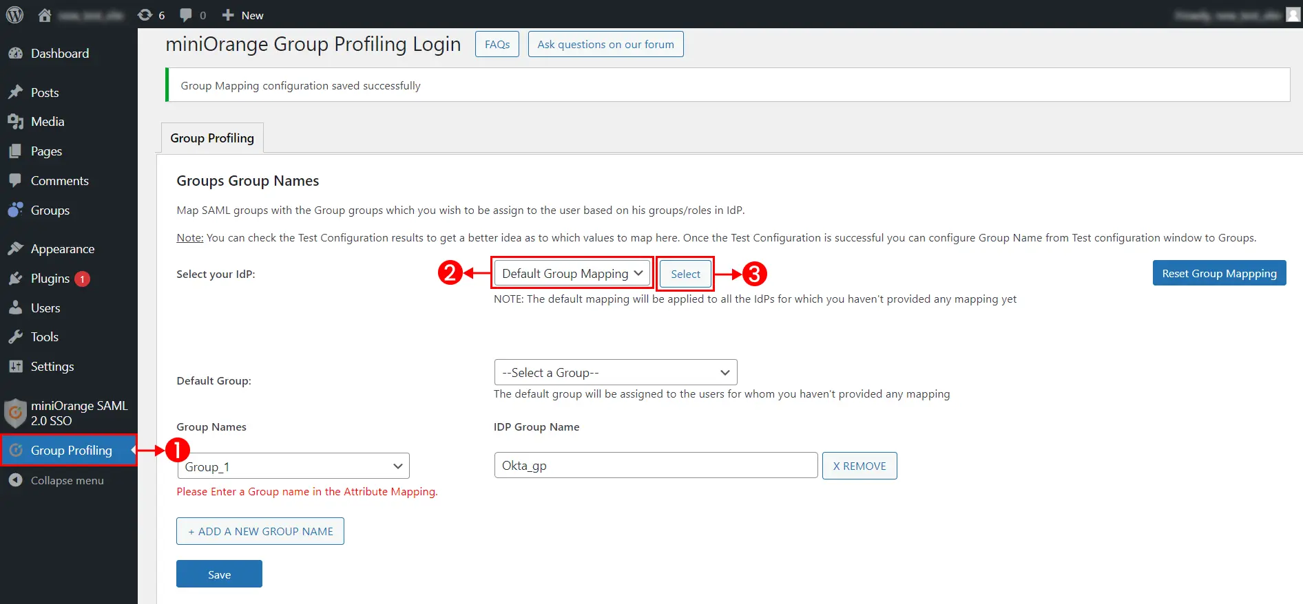 Groups Integrator for WordPress | Select IdP for Group Profiling