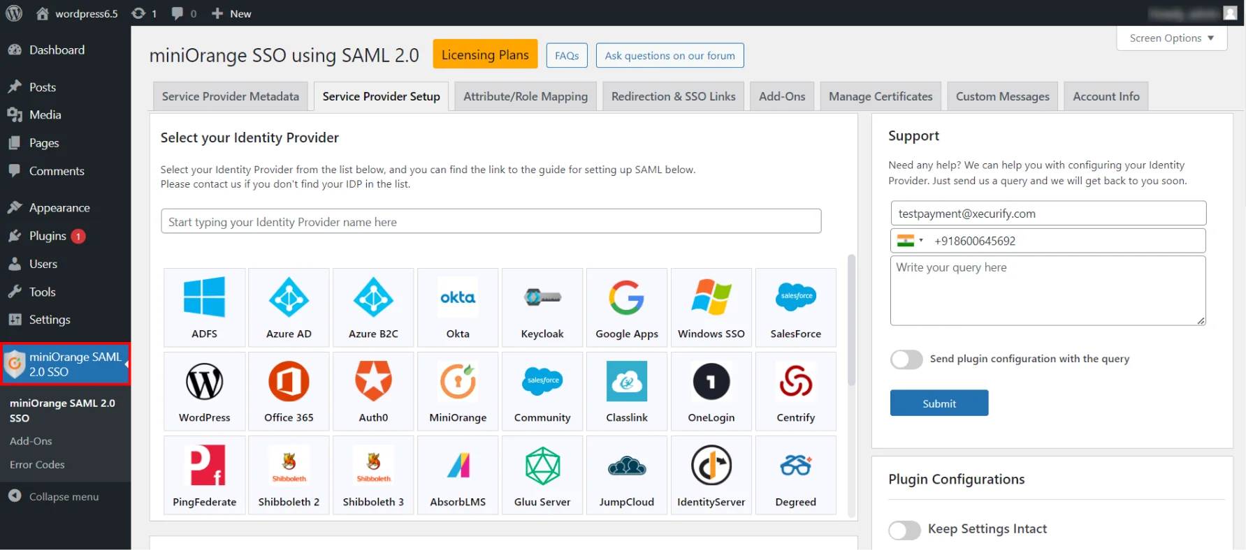 LearnDash Integration with WordPress  - Select Identity Provider to configure