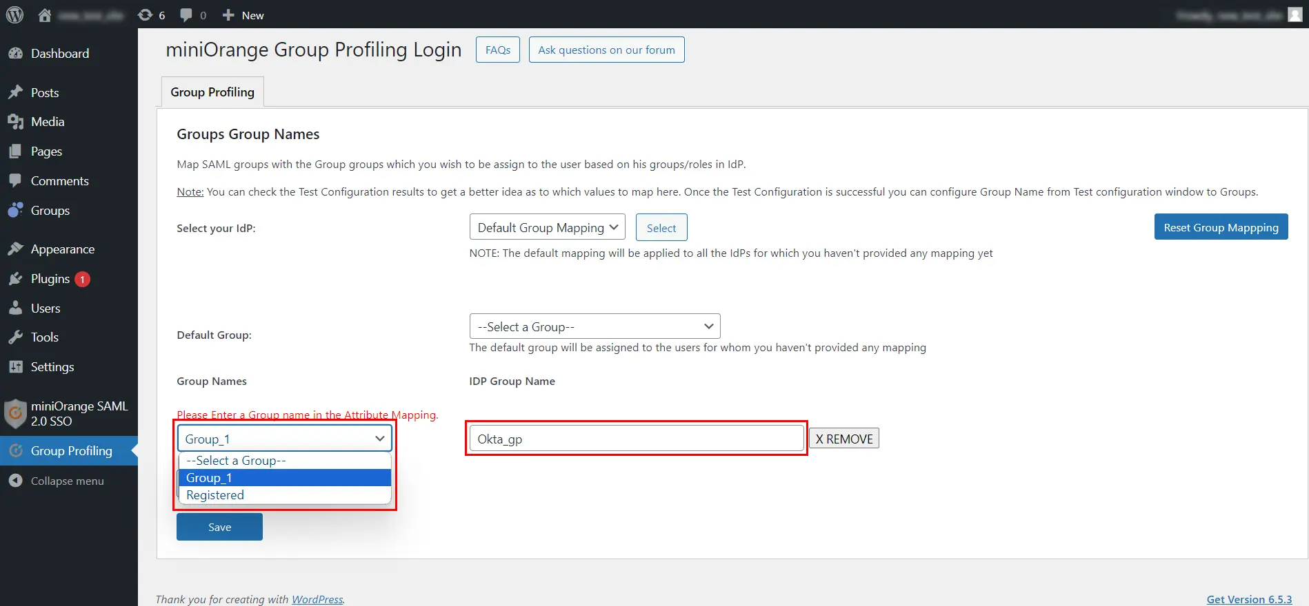 Groups Integrator for WordPress | Select WordPress Group Name