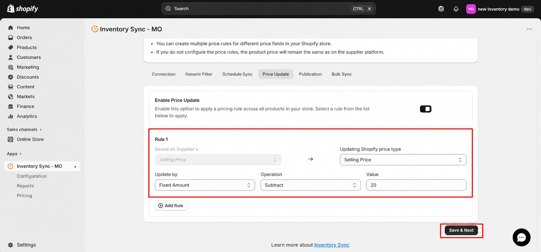 Shopify Kroll Integration - Price rule update