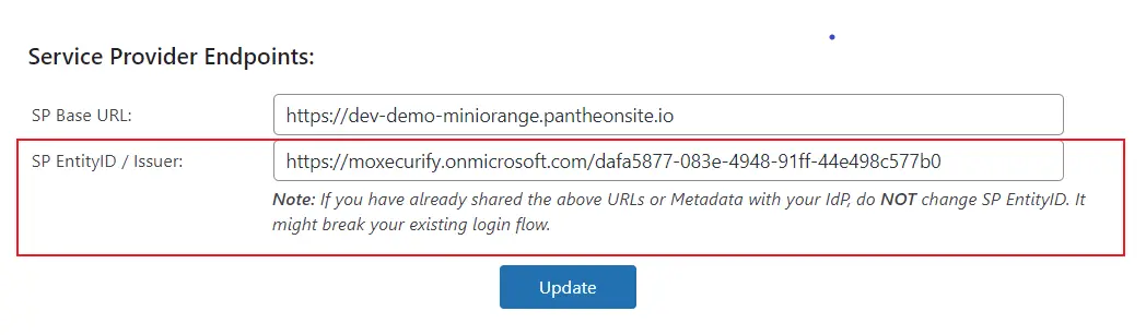 Azure Multitenant SSO - Copy Application ID URI to SP Entity ID