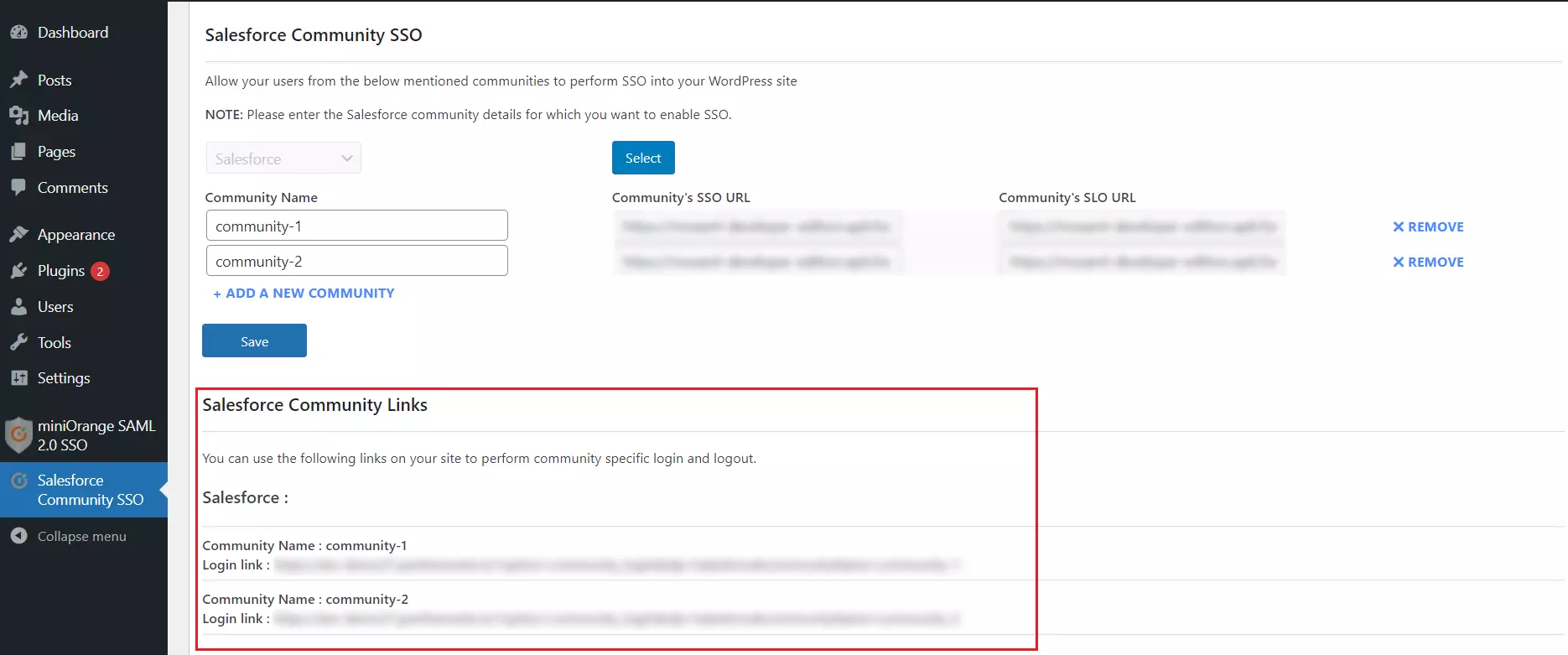 Salesforce Communities SSO login for WordPress | Additional Communitiy