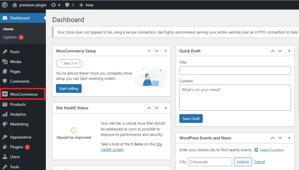 WooCommerce 애드온 OAuth 클라이언트 SSO - WooCommerce 선택