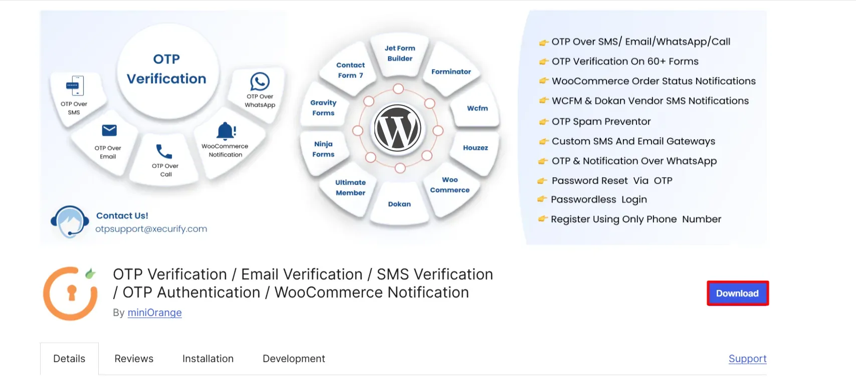 OTP Verification for WordPress - click download