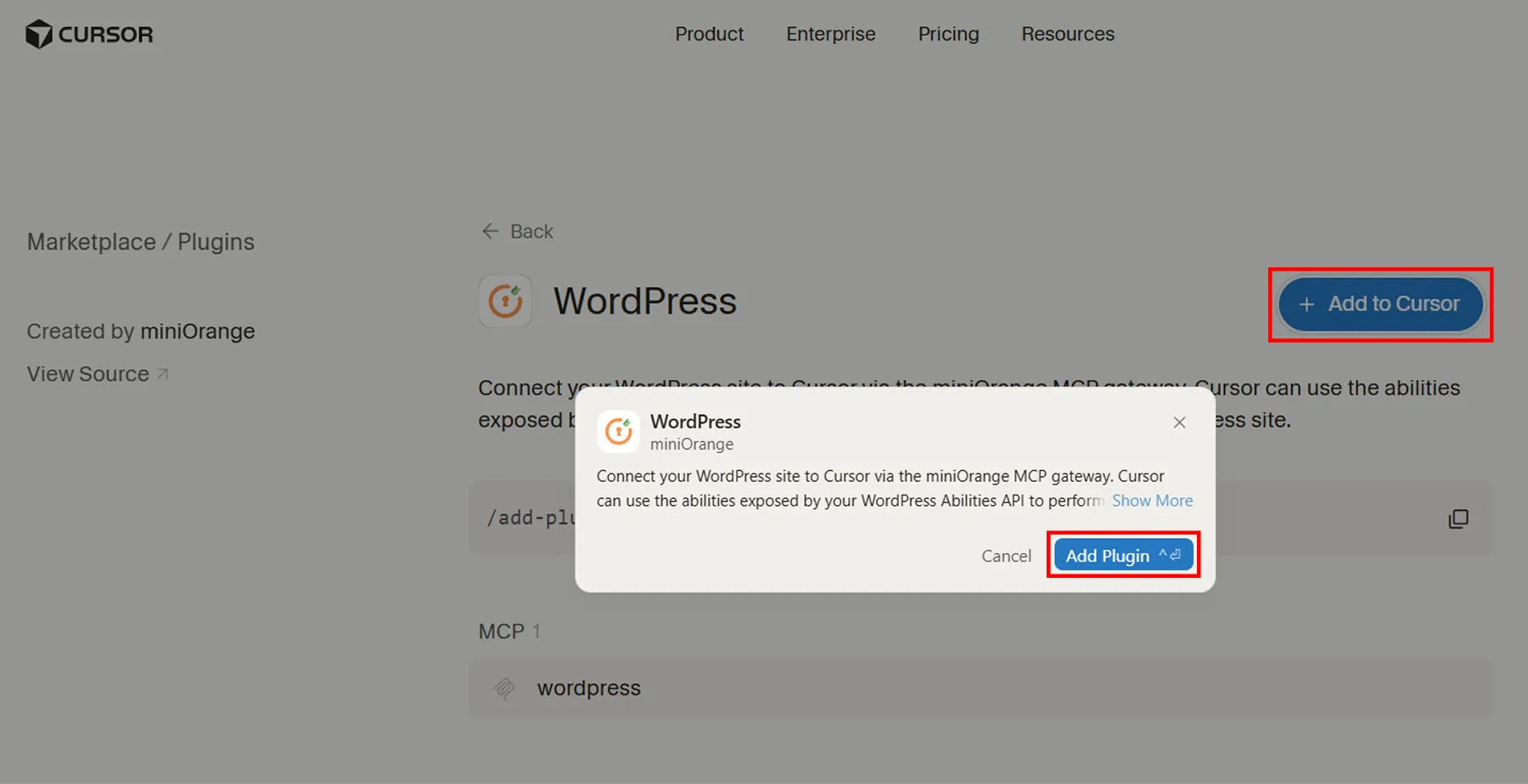 Connect Cursor to WordPress site | Add plugin to Cursor