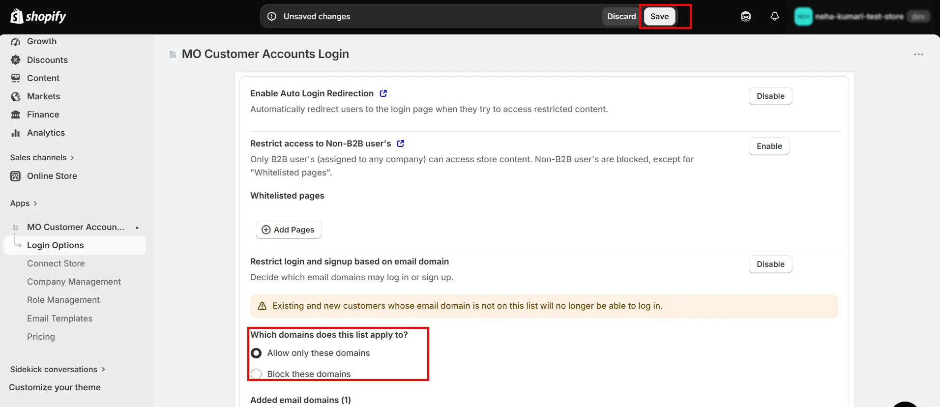 Allow only these domains or block these domains