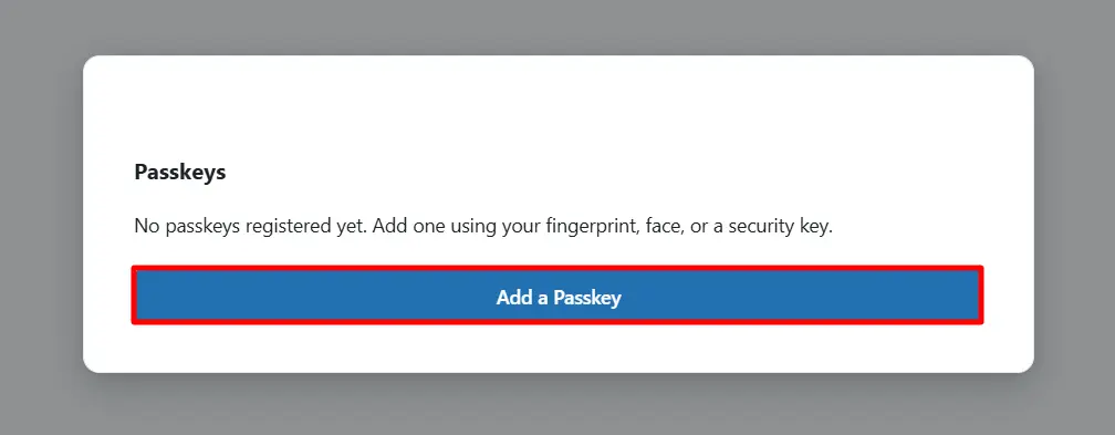 Passkey 2FA - Add Passkey