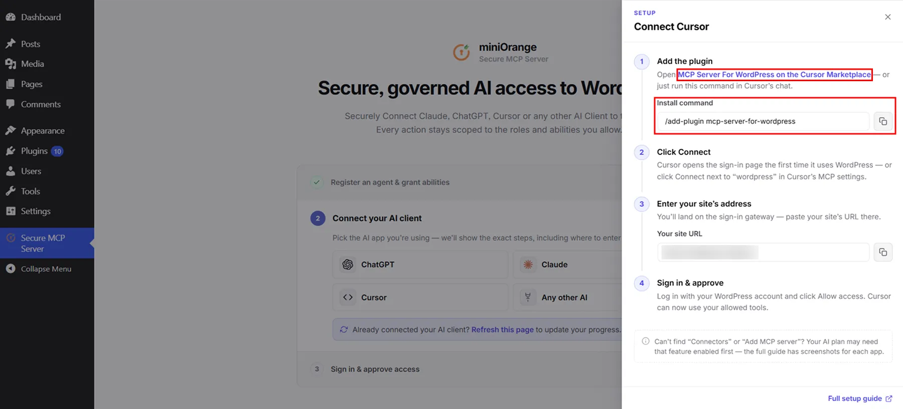 Connect Cursor to WordPress site | Open MCP Server for WordPress on the Cursor Marketplace