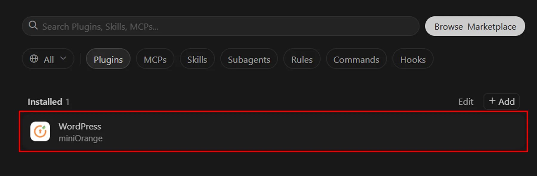 Connect Cursor to WordPress site | Click installed WordPress plugin