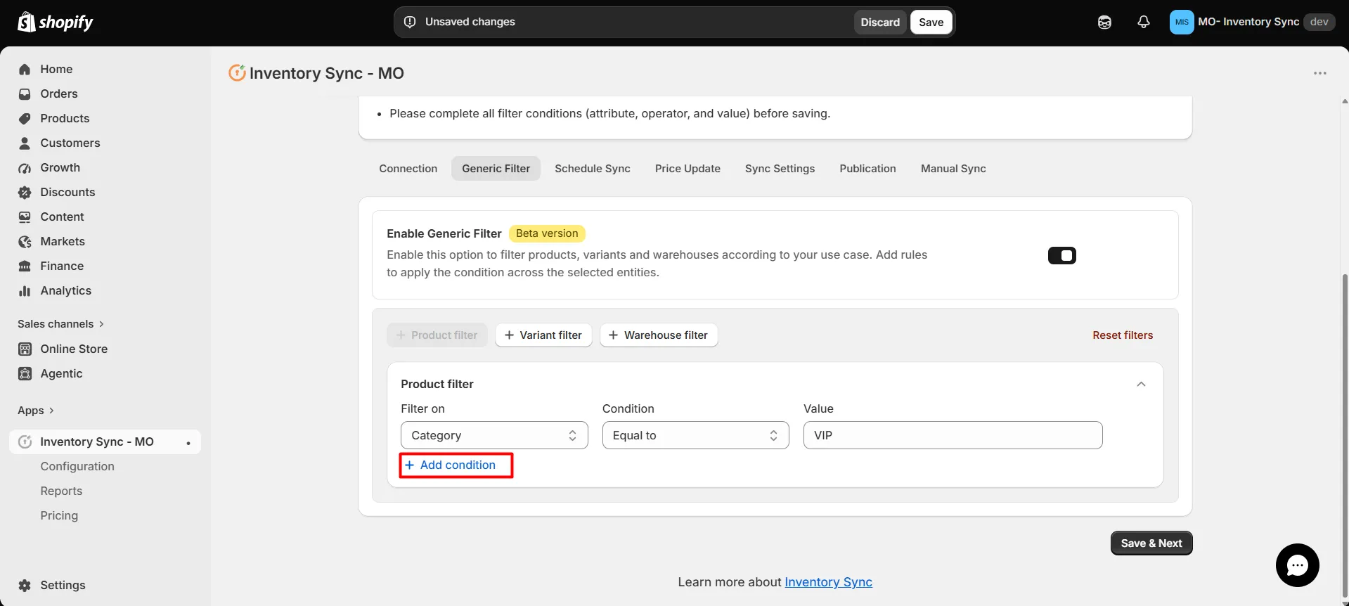 Shopify SanMar Integration - Product Filter