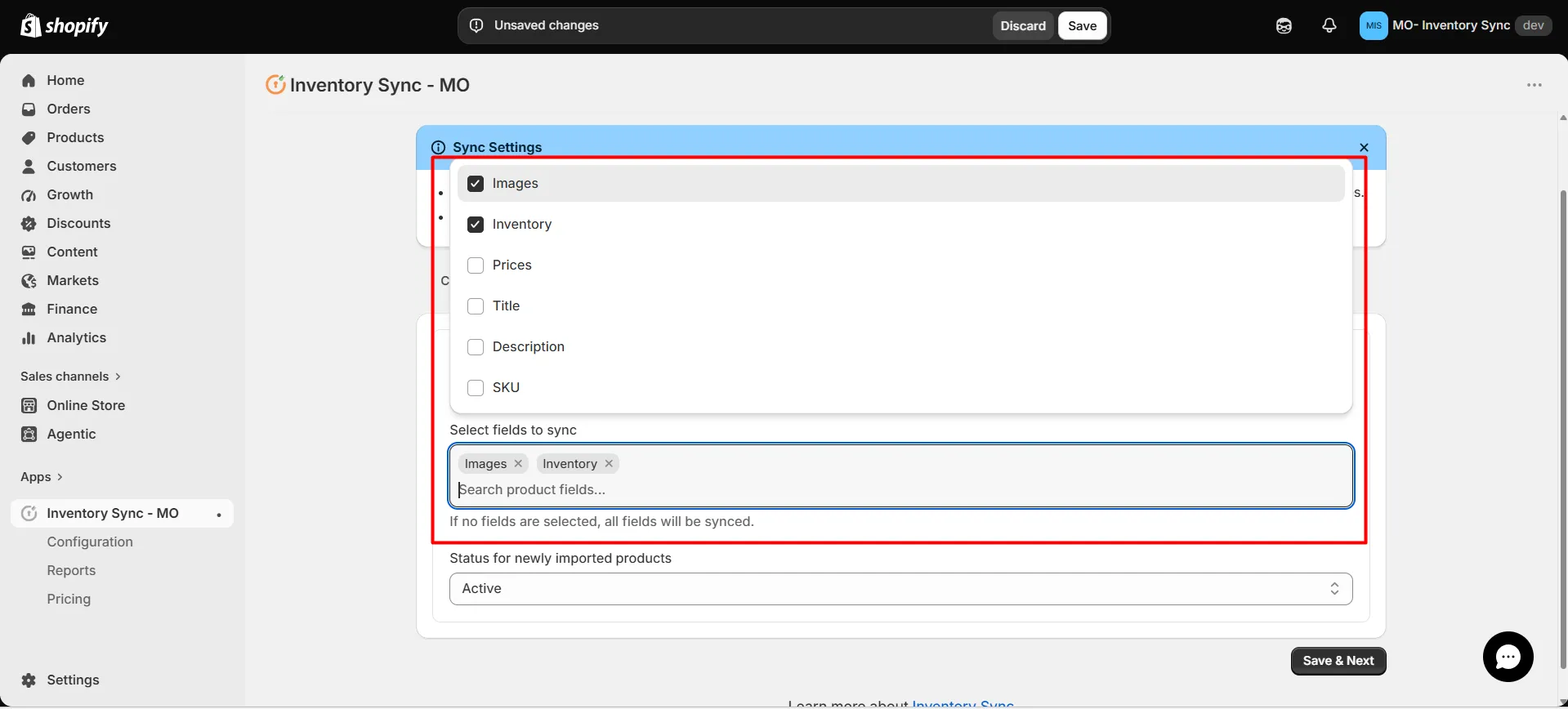 Shopify Kroll Integration - Select fields to sync