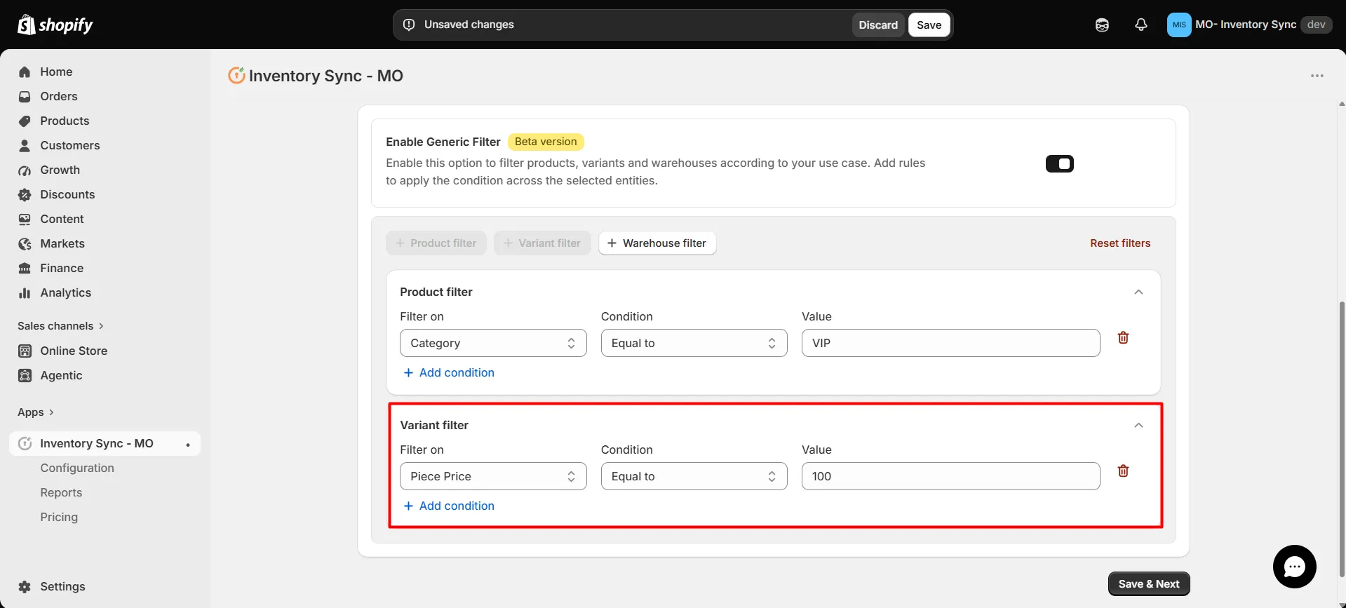 Shopify SanMar Integration - Variant Filter