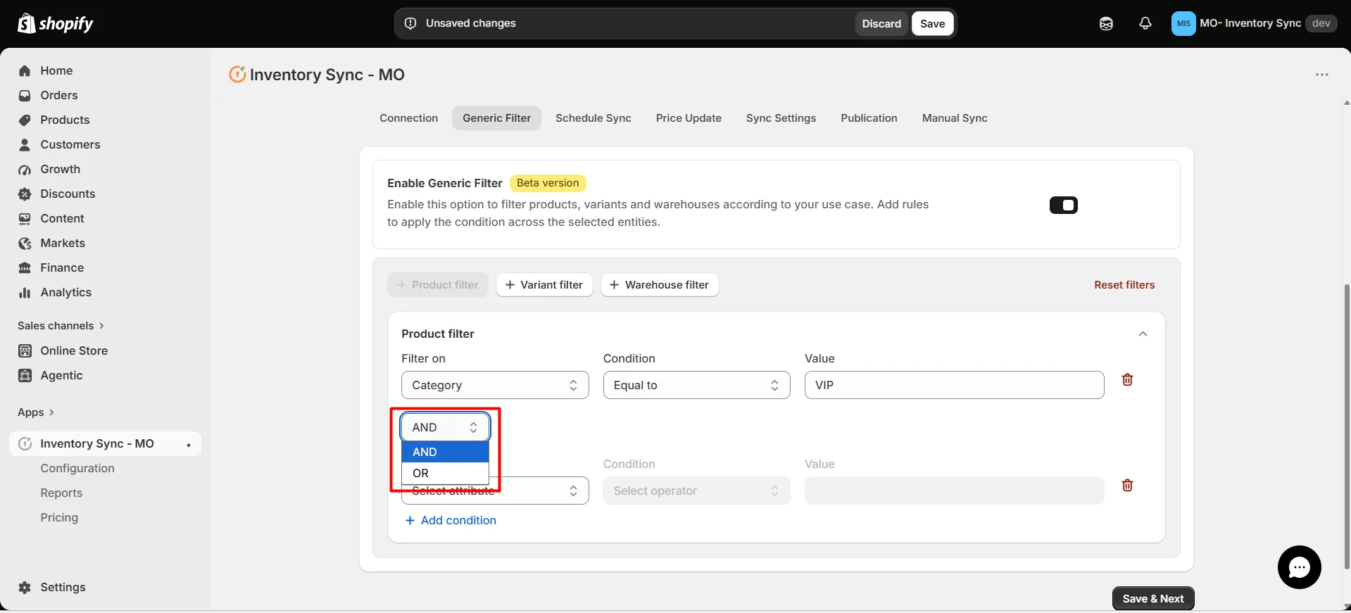 Shopify S&S Activewear Integration - Product Filter Booleans