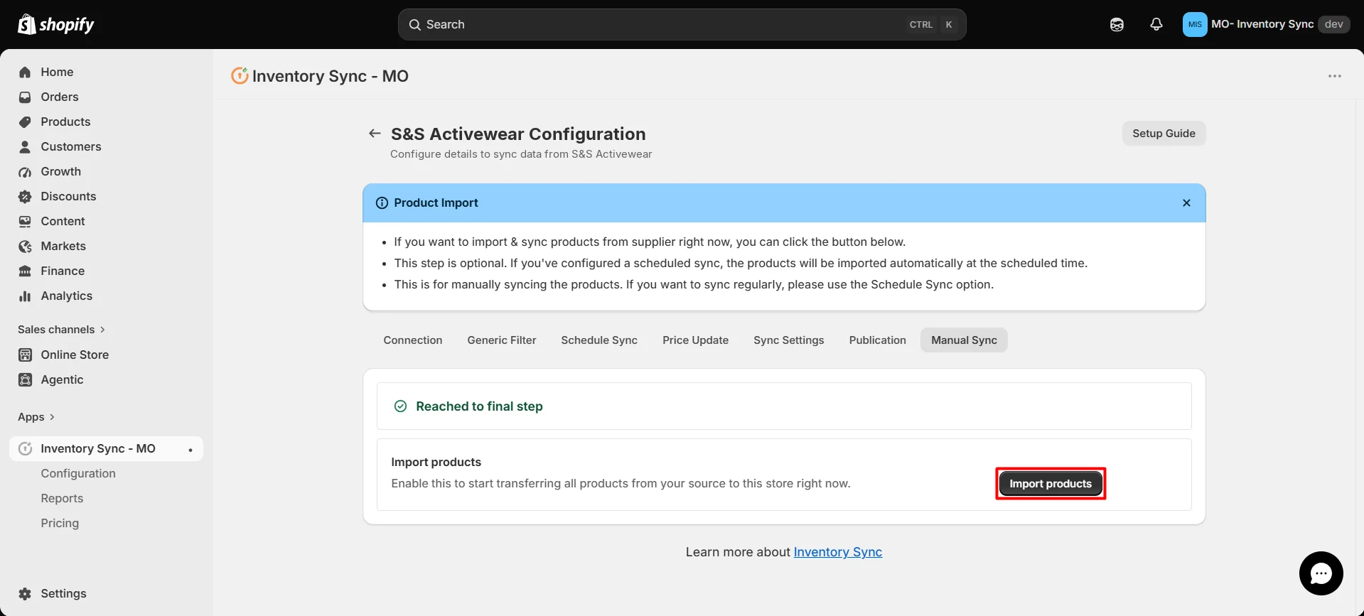 Shopify S&S Activewear Integration - Import Products