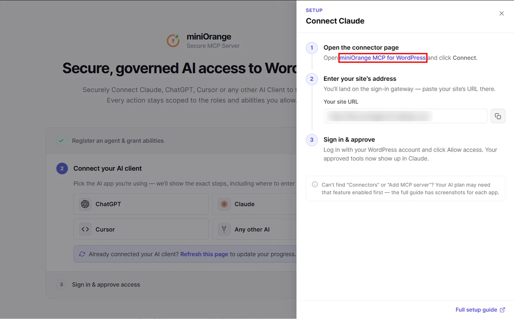Connect WordPress to AI Agents using MCP | Open miniOrange MCP for WordPress