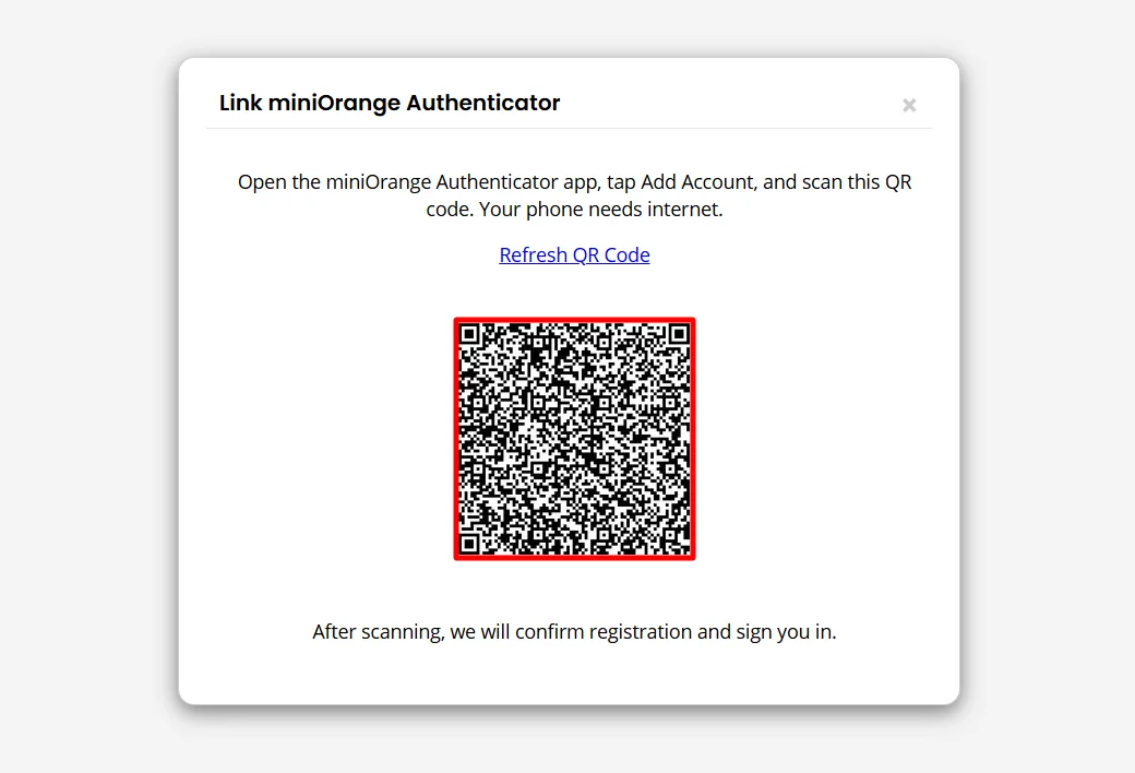 miniOrange Push Notification 2FA - Scan QR Code