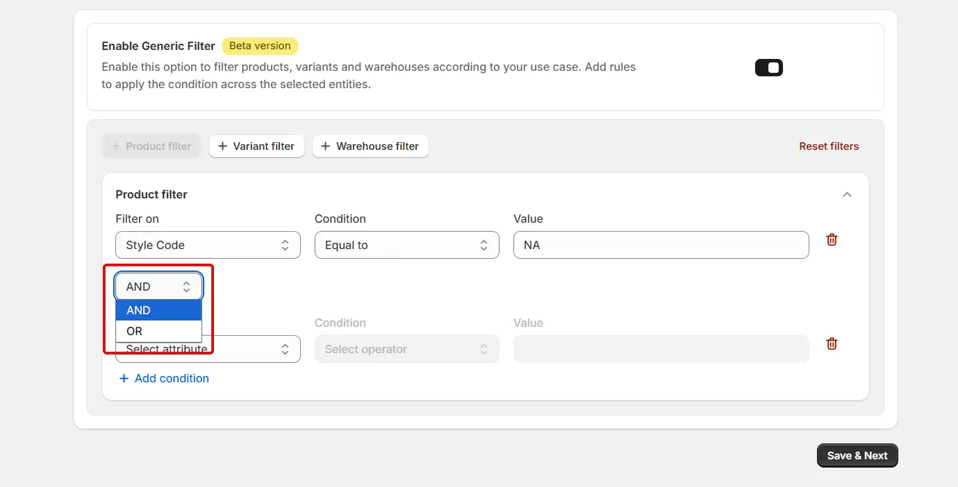 Shopify Amrod Integration - Product Filter Booleans