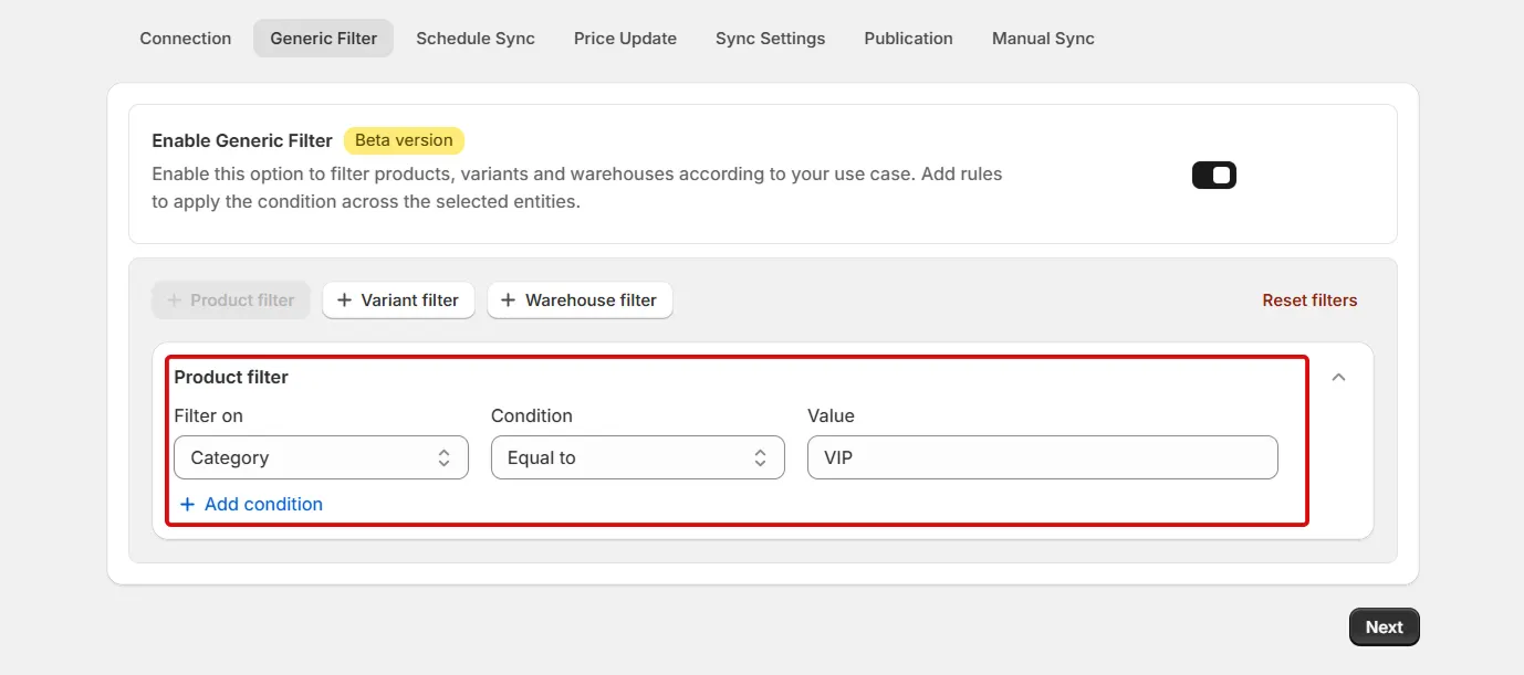 Shopify Amrod Integration - Product Filters