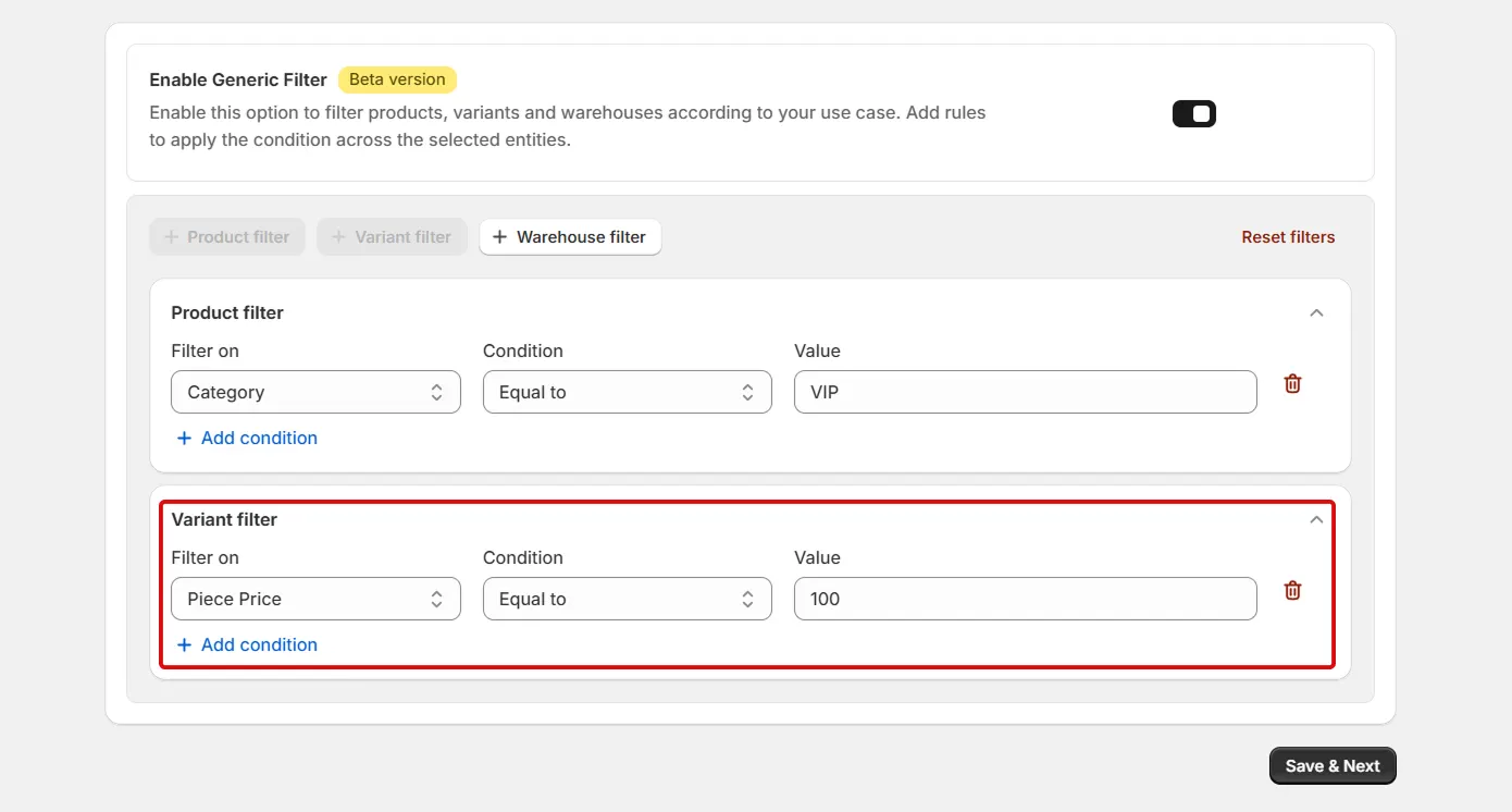 Shopify Amrod Integration - Variant Filter
