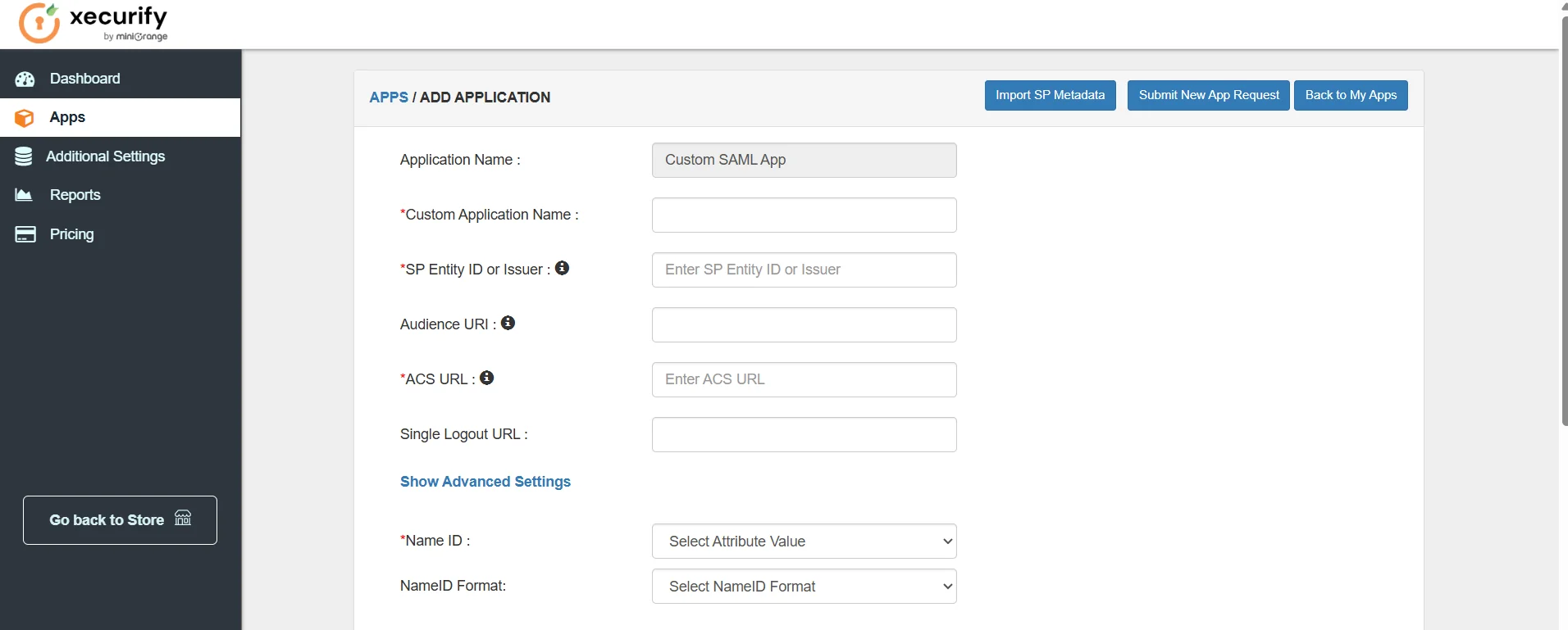 SSO using Shopify as IDP - SAML App Window