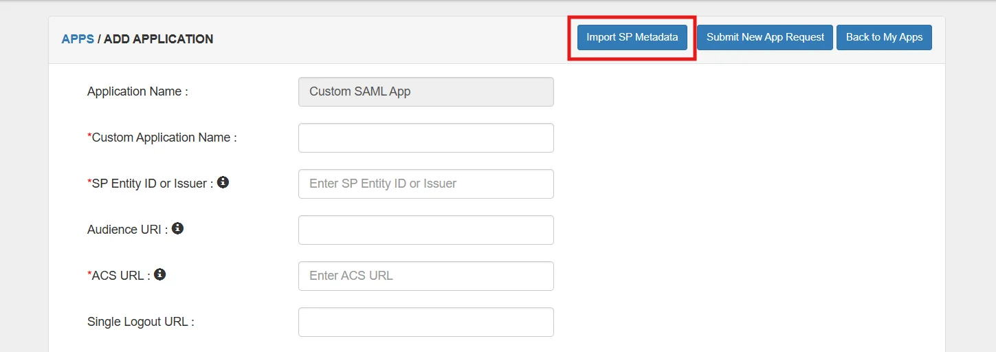 SSO using Shopify as IDP - Import SP Metadata
