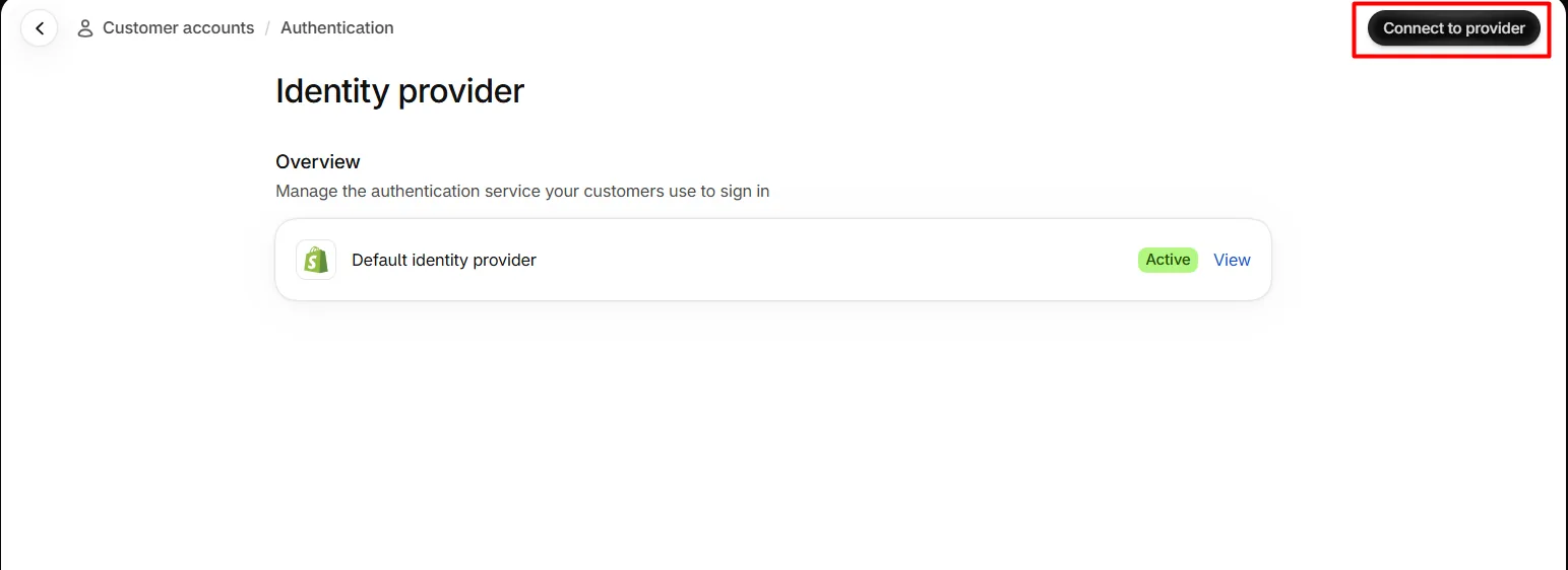 Connect to provider in Shopify customer accounts